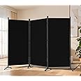 Grezone Large Folding Panel Portable Stand Room dividers Privacy Screen for Bedroom Dining Room Screens Curtains Partition Home Office Dorm Separation (Black, Three Panel)