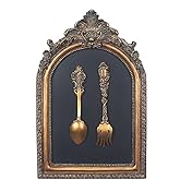 S-MANTIS Vintage Wall Sculpture,Antique Pediment,Hallway Wall Art, Hand Painted Wall Decoration With Embossed Intricate Spoon and Fork Design, Arched Aesthetic Room Décor, Gallery, Unique Gift
