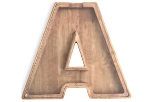 ARTANLIFE 9.1 in Large Piggy Bank Boalord for Boys Girls Kids Adults Children Toddler,Wooden Letter Personalized Name Initial Alphabet Acrylic Clear See Through Unbreakable Wood Coin Money Bank (A)
