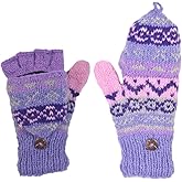THE COLLECTION ROYAL Fingerless Fleece Lined Hand Knitted Cozy Woolen Fingerless Convertible Mitten Gloves
