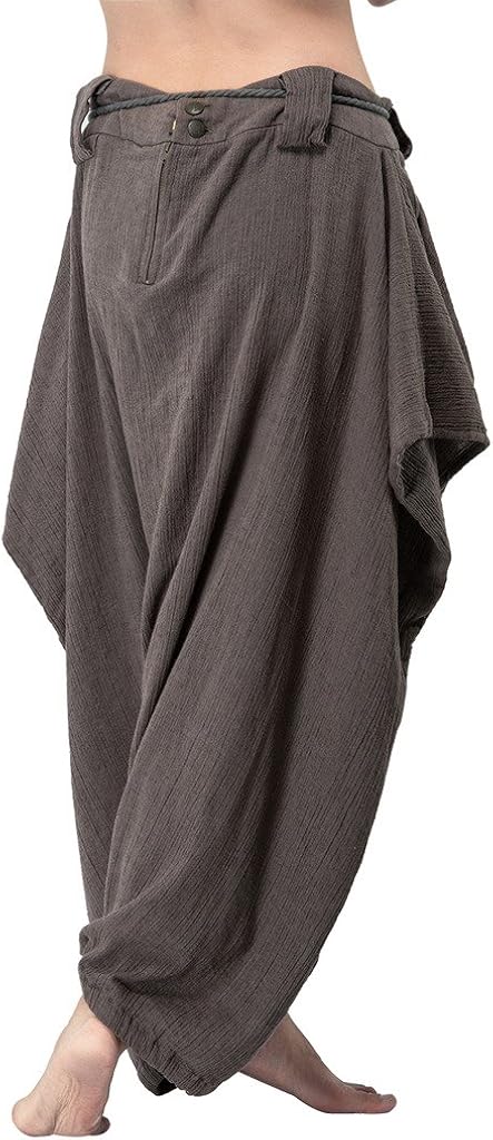 Women's Vintage Linen Cotton Harem Pants Baggy Bohemian Wide Leg Pants: Clothing