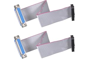 uxcell IDC Wire Flat Ribbon Cable DB25 Female to FC-26 Female Connector 2.54mm Pitch 20cm Length, 2pcs