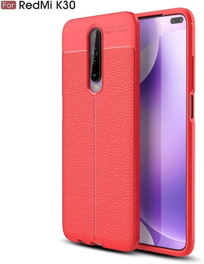 GGQQ YDYX AYSMG For Xiaomi Redmi K30 Litchi Texture TPU Shockproof Case(Black) (Color : Red)