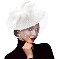 AQOKKA Women Fascinators Hats Flower Mesh Feathers with  display picture 1