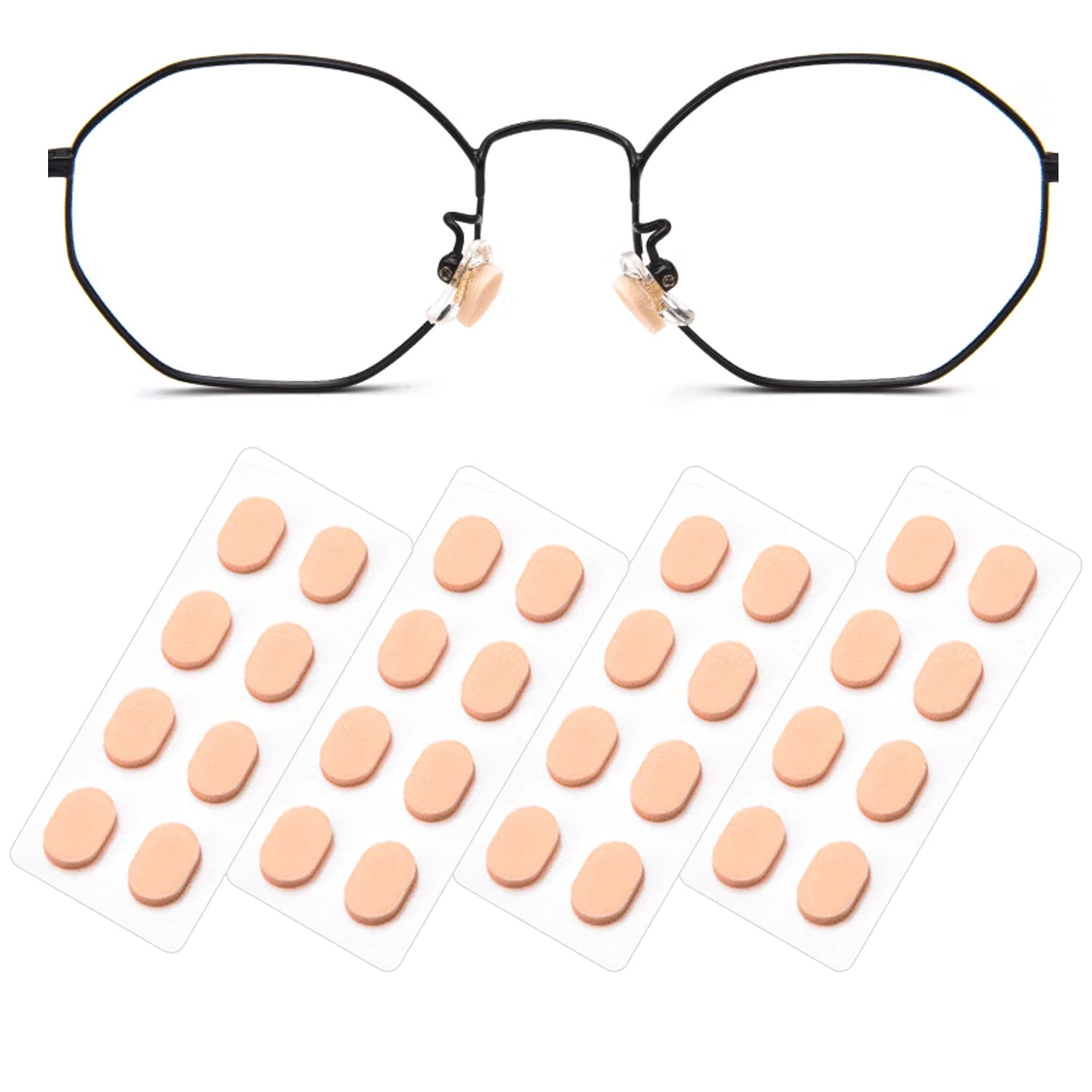 Photo 1 of 16 Pairs Eyeglass Nose Pads Foam Nose Cushion Anti Slip Adhesive Adjustable Nose Pads for Glasses Eyeglasses Stick on Plastic Frames Skin Color 1.5mm