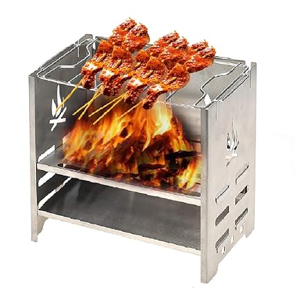 Lixada Outdoor Hobo Ofen Holzofen aus Edelstahl für Picknick BBQ Camping Edelstahl/Titanium