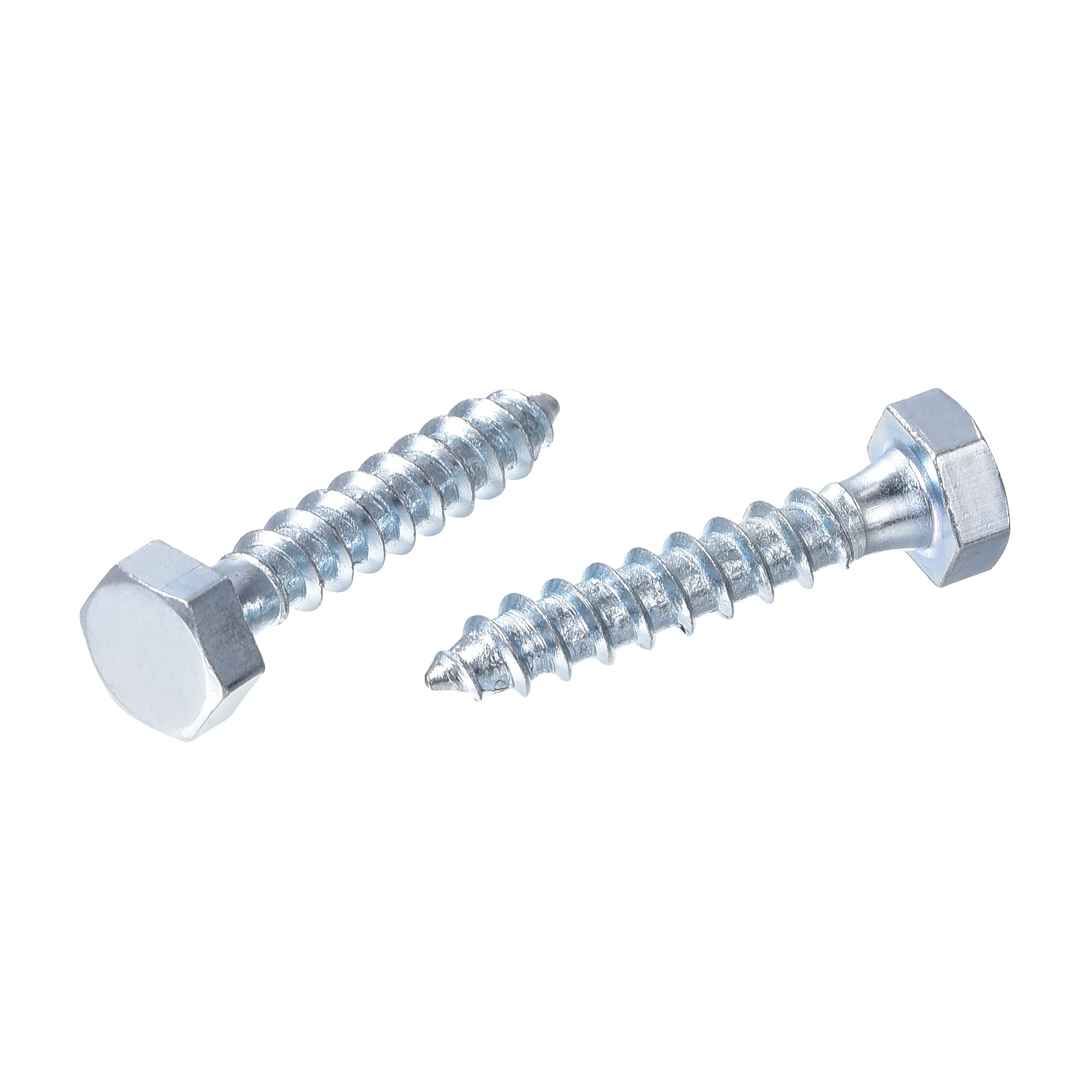 sourcing map Hex Lag Screws, M6 x 30mm Carbon Steel Zinc Plated Full Thread Self-Tapping Bolts for Wood Screw 50Pcs