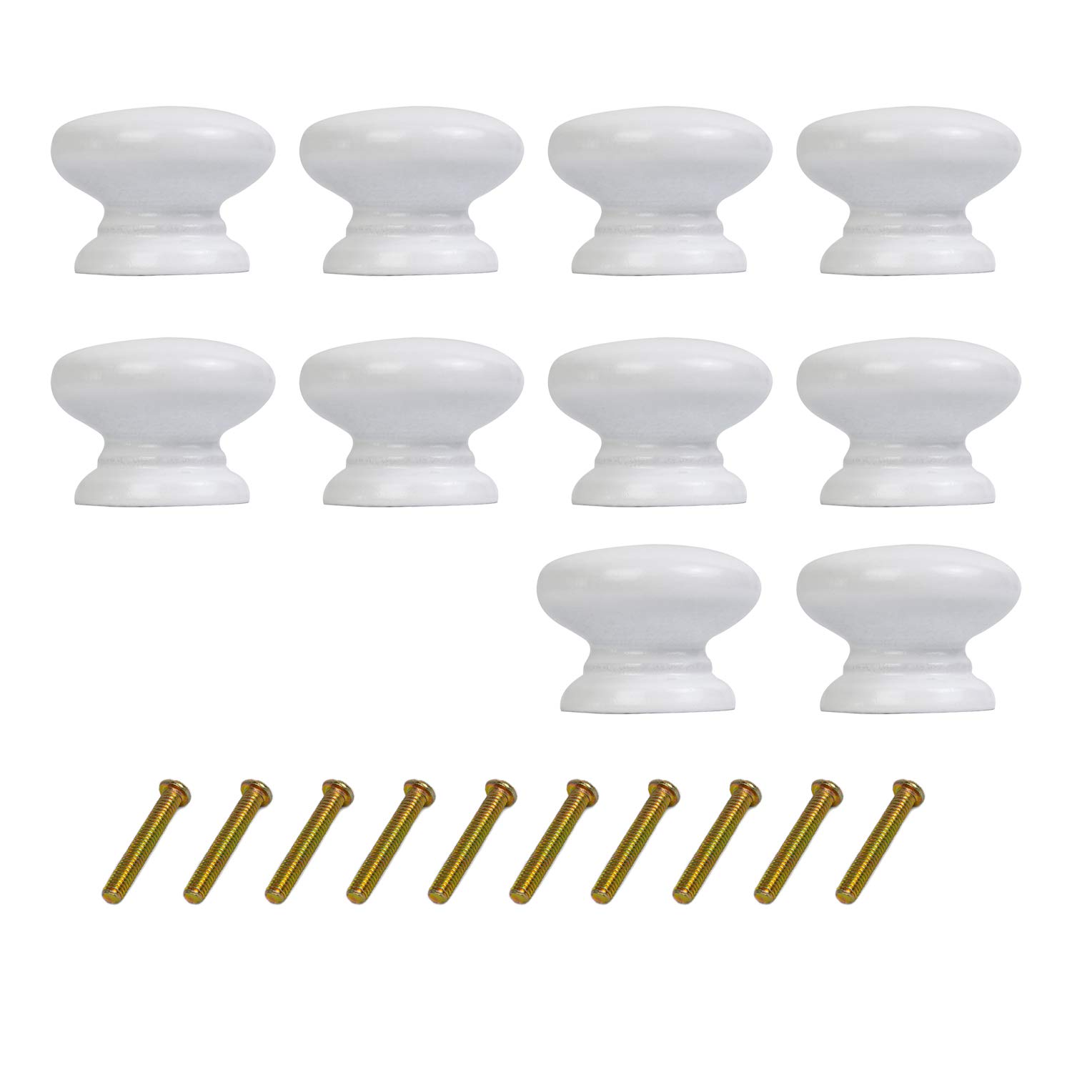 10PCS Drawer Knob Pull Handle White Wooden Cabinet Knobs for Home Office Kitchen Cupboard Dresser DIY