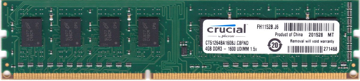 Crucial 4 GB (1 x 4 GB) PC1600 CL11 DDR3 SIMM RAM Memory Module