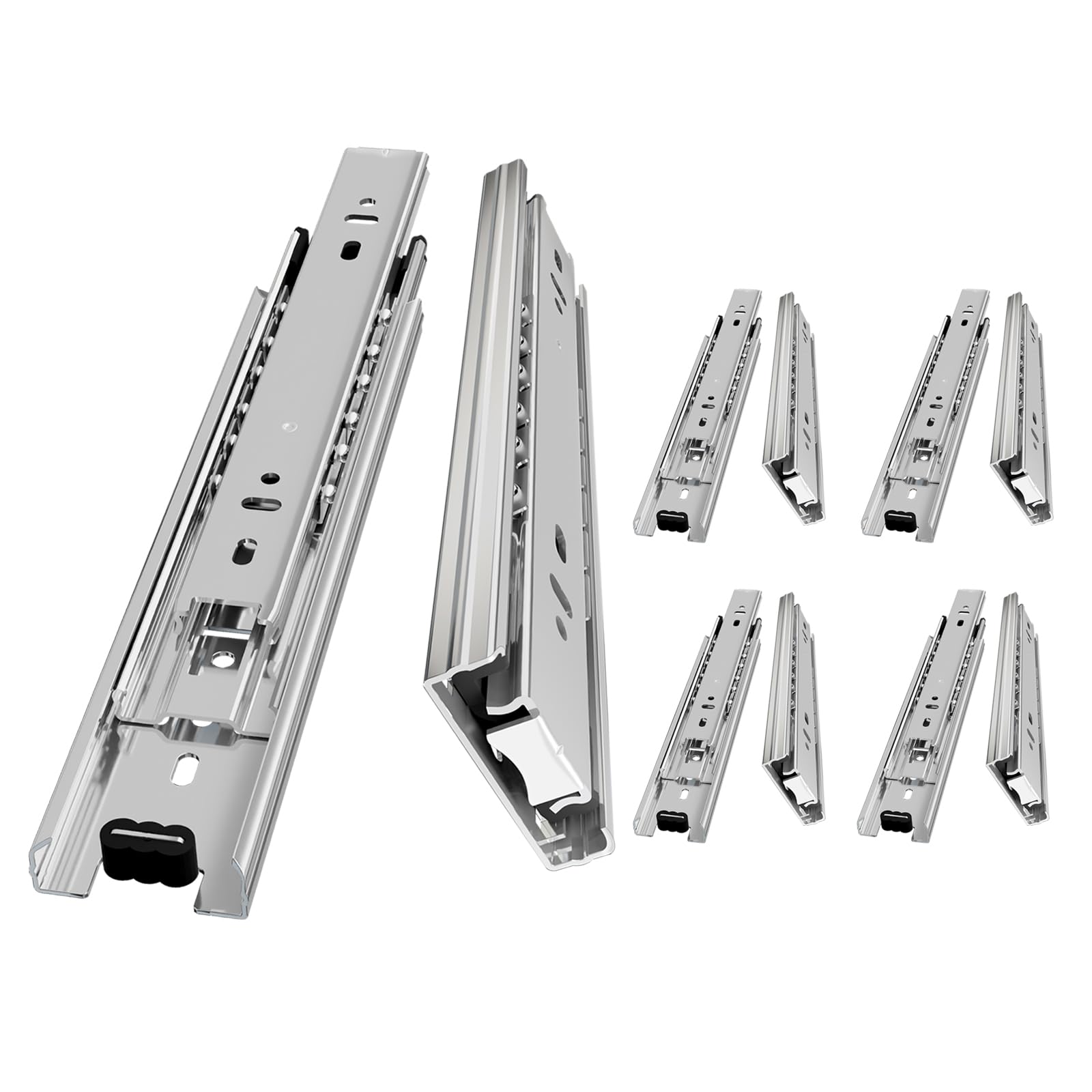 AOLISHENG 5 Pairs Drawer Runners Drawer Slides 200mm 45kg Load Capacity Heavy Duty Draw Sliders Full Extension Ball Bearing Kitchen Cabinet Silver Draw Runners Replacement Rails Side Mount — image 1