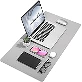 Tnsmsson Leather Desk Mat Mouse Pad Large Non-Slip Surface Office Home Desk Accessories Supplies Decor for Keyboard Computer Laptop Writing Table Protector (Light Gray)