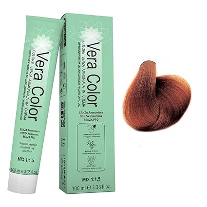 Vera Color Biondo Rame 74 Colorazione Professionale Permanente In Crema Senza Ammoniaca Con Cheratina Vegetale Aloe Vera E Bacche Di Goji