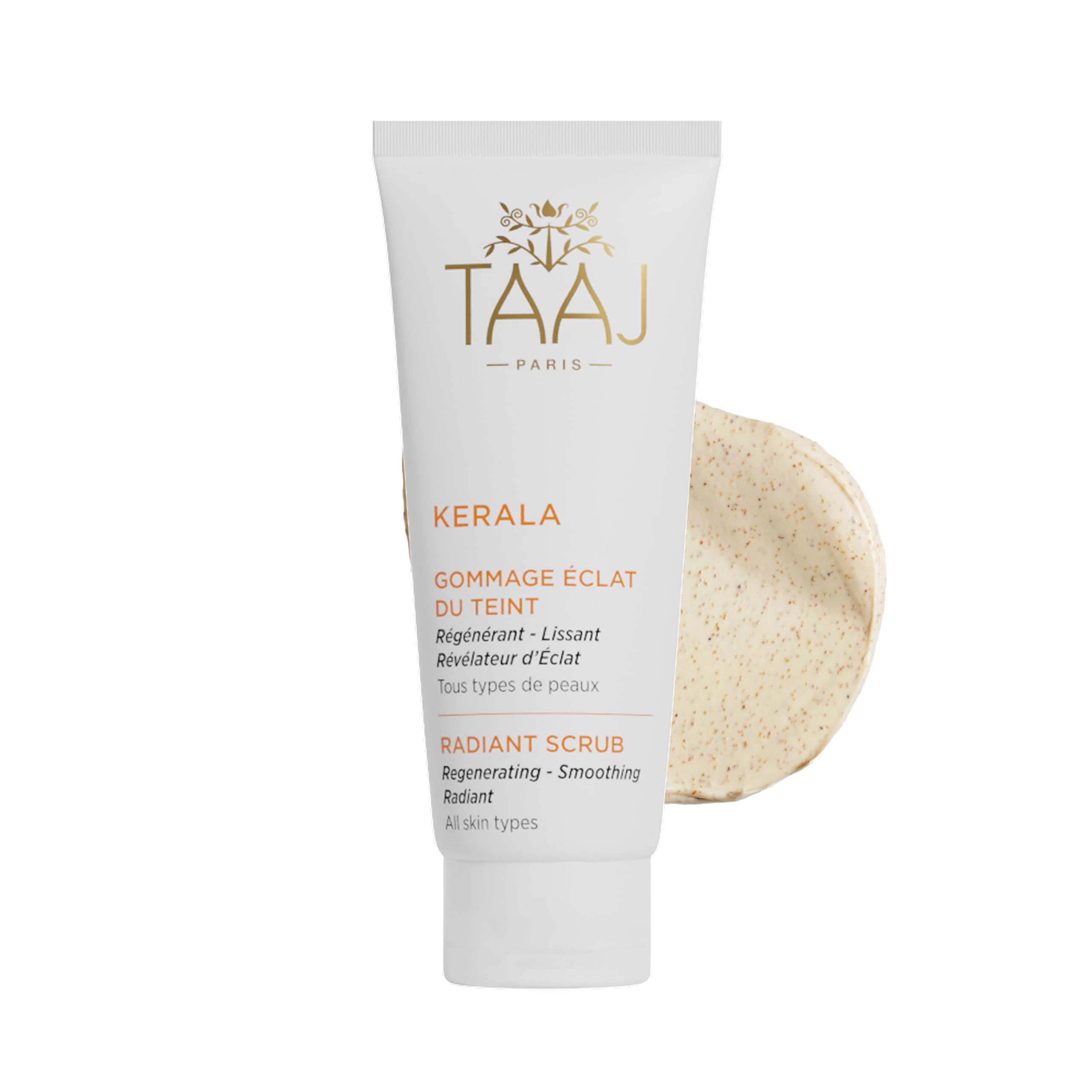 TAAJ| Radiant Complexion Scrub - KERALA| Regenerating, Smoothing & Radiance Revealing Scrub| Gently Exfoliates & Purifies the Skin| Eliminates Dead Cells & Impurities| Radiant Complexion| Vegan| 75 ml