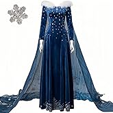 YWSYQMY Snow Queen Cosplay Costume for women Adult Princess Blue Dress for Halloween Christmas Birthday Parties