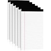 White Legal Pads 8.5 x 14, 6 Pack Wide Ruled Legal Notepads, White Note Pads 8.5 x 14 Writing Pads, Notebook Paper 8.5x14, Lined Tablets Notebook Pads of Paper, 70 GSM White Paper, 30 Sheets/Pad