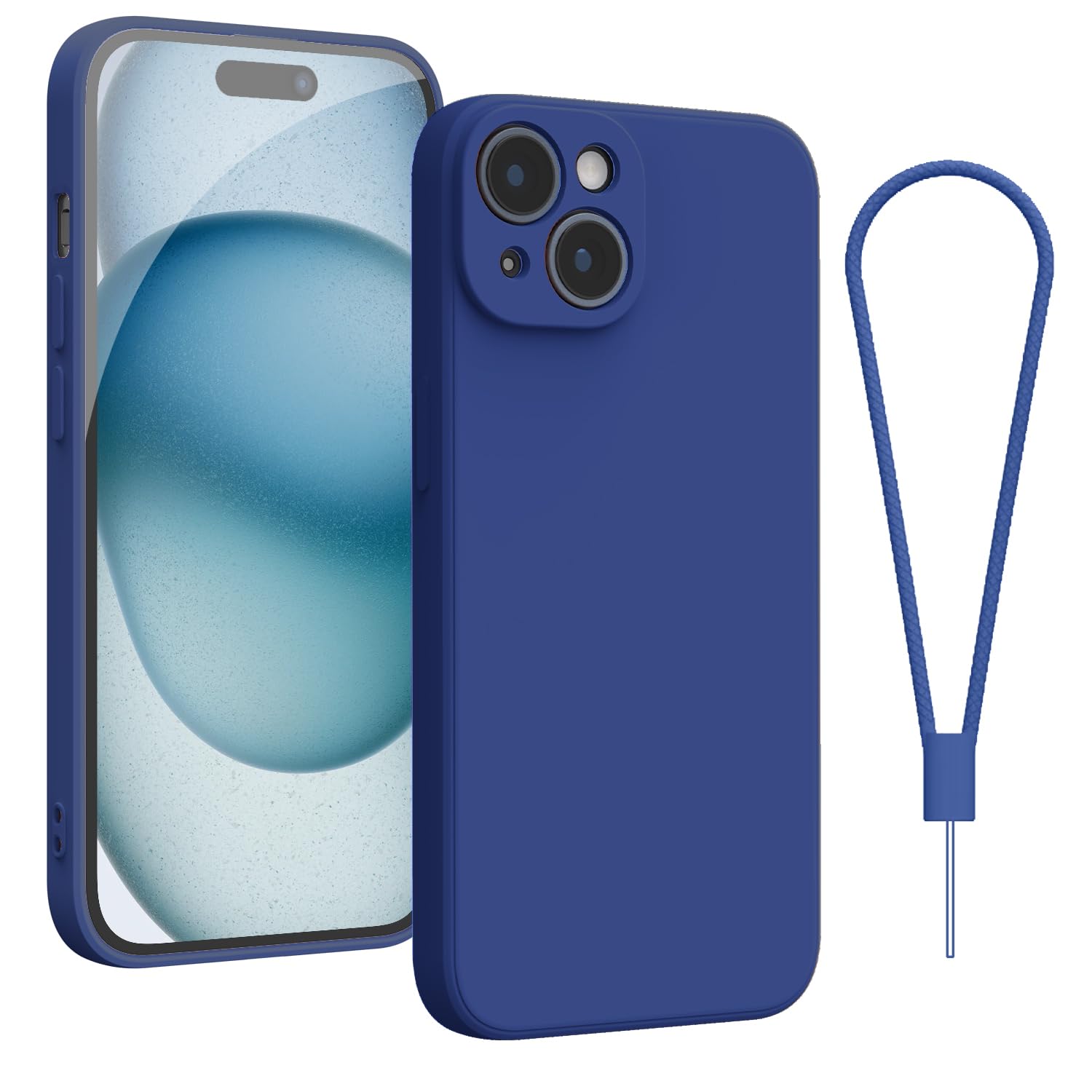 Andwing For iPhone 15 Case,Silicone Case Soft Ultra For iPhone 15 Phone Case Slim Protective Shockproof Cover Scratch-Resistant Microfiber Lining, 6.1" Klein blue — image 1