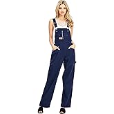 Revolt Women's Juniors Baggy Straight Leg Twill Overalls Dark Navy