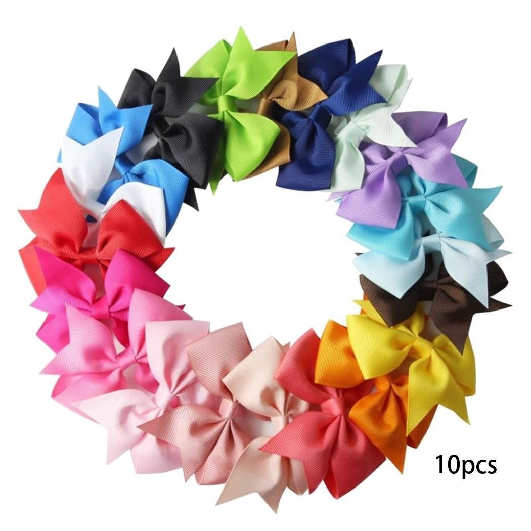 Weform 10pcs Girls Ribbon Bow Hair Clip Kids Alligator Clips for Toddlers