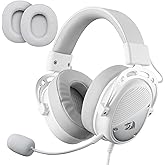 Redragon H730 USB Wired Gaming Headset - 53mm Drivers, 360° Spatial Sound, Detachable Noise-Canceling Microphone, Magnetic Replaceable Ear Cushions, Over-Ear Headphones Works for PC/PS4/PS5, White