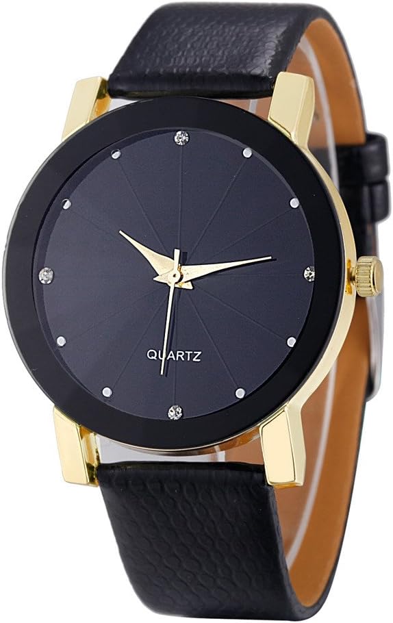 OWMEOT Luxury Quartz Sport Military Stainless Steel Dial Leather Band Wrist Watch Men