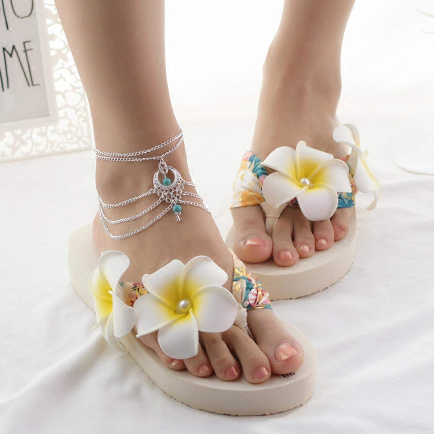 Rollone Comfi1 New Women Multi-layers Beach Barefoot Ankle Jewelry Chain Anklet Anklets