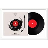 Vinyl Record Frame Display for 12 inch LP with 12.5x12.5 Album Cover | White 16x24 Frame Light Weight with High-Clarity Plast