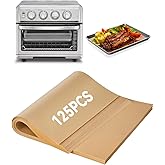 125PCS Air Fryer Parchment Paper Liners Compatible with Cuisinart Air Fryer Toaster Oven TOA-70NAS Accessories Precut Nonstick Disposable Baking Sheet for Easy Cleanup Food-Grade Oven Safe Up to 450°F