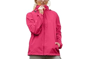 TKXH Womens Rain Jacket with Hood Waterproof Packable Raincoats Lightweight Casual Windbreaker for Outdoor Hiking