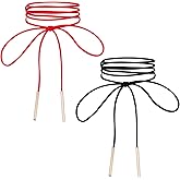 LIQWEI 2 Pcs Gothic Velvet Choker Necklace, Long Wrap Rope Collar Tie Neck Chain Red Tie Necklaces, Black String Necklace Bow Choker for Women Party Prom Neck Accessories