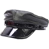 Yosang Cowhide Leather Classic Mariner Style Cap Greek Fisherman's Sailor Newsboy Hats