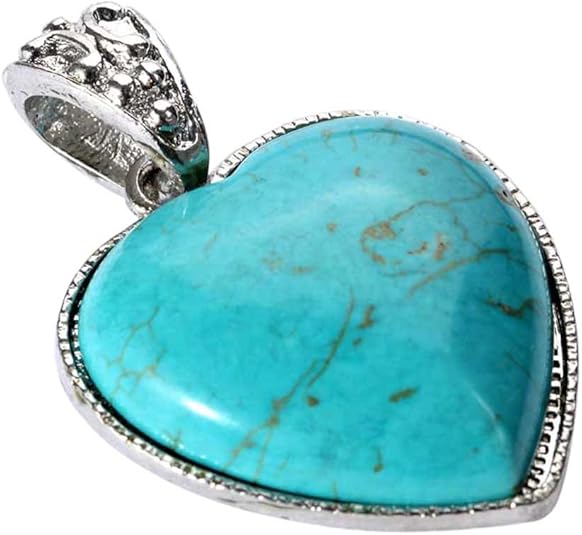 YAZILIND Jewellery Heart Vintage Turquoise Necklace Pendants for Women