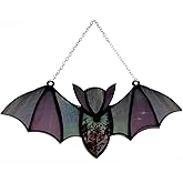 Colorful Acrylic Bat Decoration Window Hanging Suncatcher, Stunning Hanging Window Panels for Halloween Decoration, Acrylic Window Wall Art Decor for Living Room, Home, Office, Kitchen (Black)