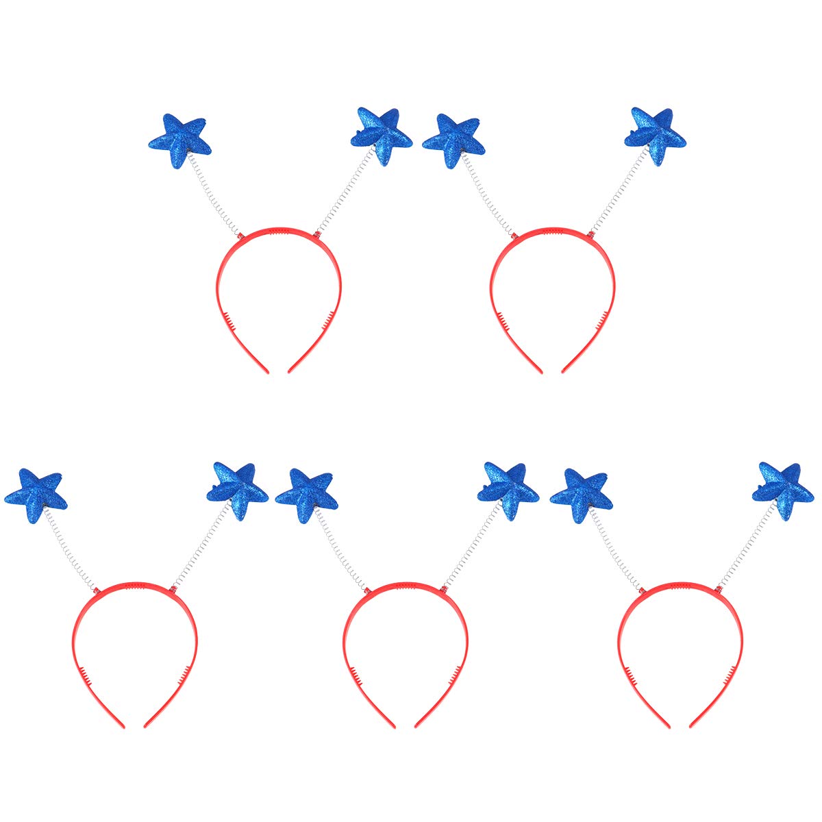 Beavorty 5pcs Blue Hair Ties Spring Headband Kids Hair Accessories Independence Day Headband Blue Head Bopper Glitter Star Funny Hoop Star Head Hoop Kid band Ball Headgear