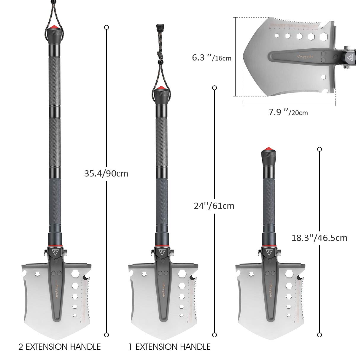 Cysikop Military Tactical Folding Survival Shovel - Army Surplus Shovel, Portable Compact Multitool Entrenching Tool with Alloy Manganese Steel Handle Essential for Hiking, Camping, Car Emergency