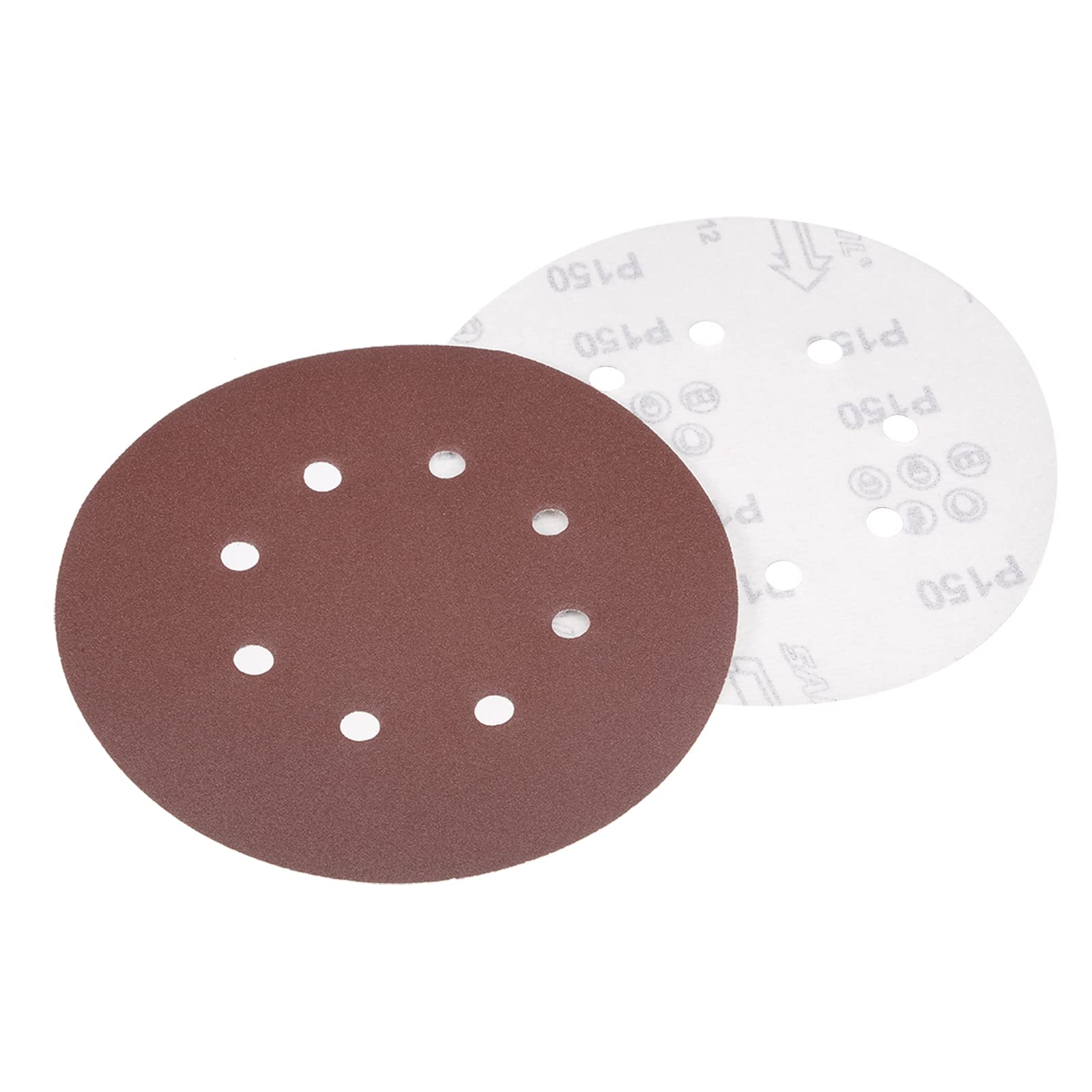 Kozelo 10 Pcs Sanding Discs Hook and Loop Backing - [7 Inch x 150 Grits] Aluminum Oxide Sandpapers for Orbital Sander Round Sanding Papers, 8 Holes
