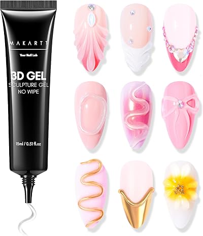 Makartt 3D Nail Gel Sculpting Gel Clear No Wipe UV LED Cure