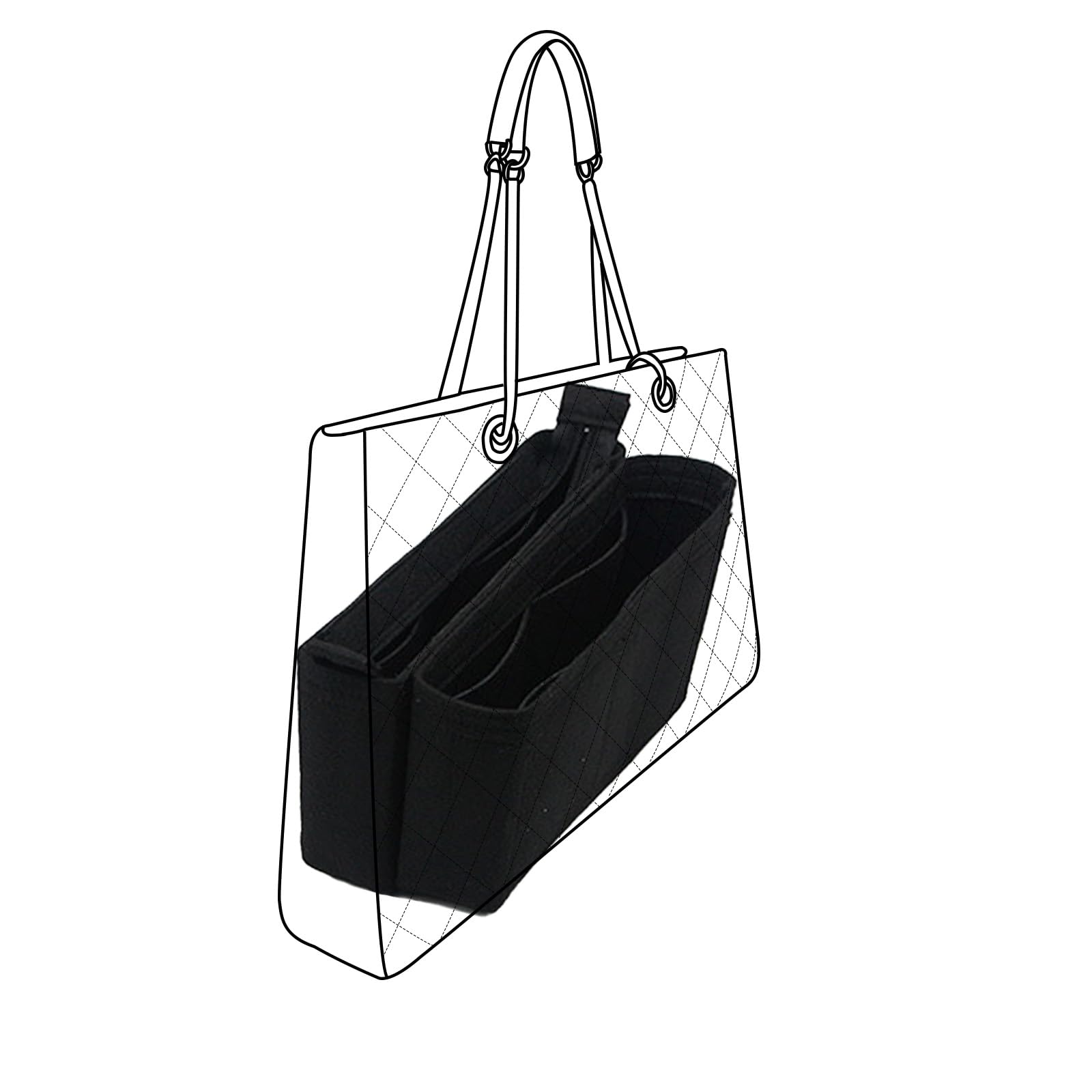 Lckaey tote bag organizer Purse Insert for CHANEL GST liner bag women large tote bag insert, black, One Size, Keep tote bag fashionable and beautiful.