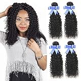 Brazilian Virgin Curly Hair Weave 4 Bundles 7A 100% Unprocessed Human Hair Extensions Natural Color by Lovenea
