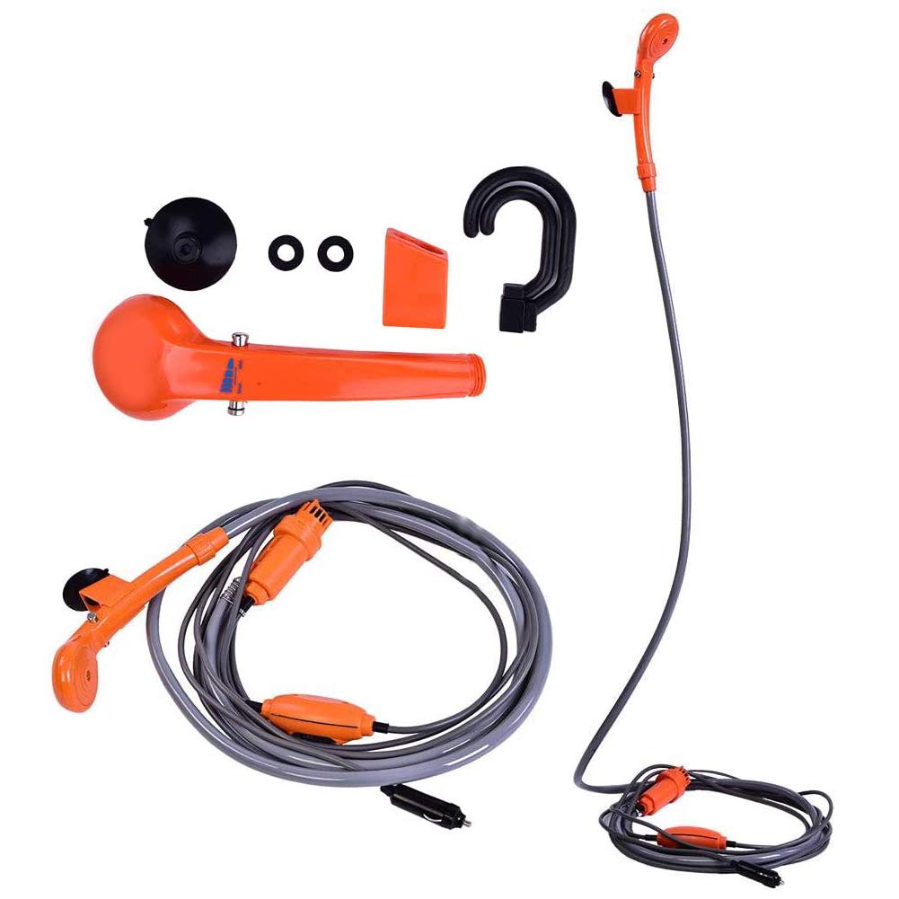 Ejoyous Portable Camping Shower Kit, 12V Car Cigarette Lighter Plug Car Washing Mini Shower Caravan Sprayer for Indoor Outdoor Pets Cleaning Plants Watering