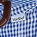 VonShef 4 Person Wicker Picnic Basket Hamper Set with Flatware, Plates and Wine Glasses includes Blue Checked Pattern Lining and Free Picnic Blanket