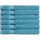 Ozdilek 6-Piece Washcloth Set 13x13 100% Turkish Cotton, 600 GSM, Soft, Gentle on Sensitive Skin, Multi-Purpose Use, Washable, Reusable, Ideal for Baby Care & Spa 6 Towels (Milky Blue)