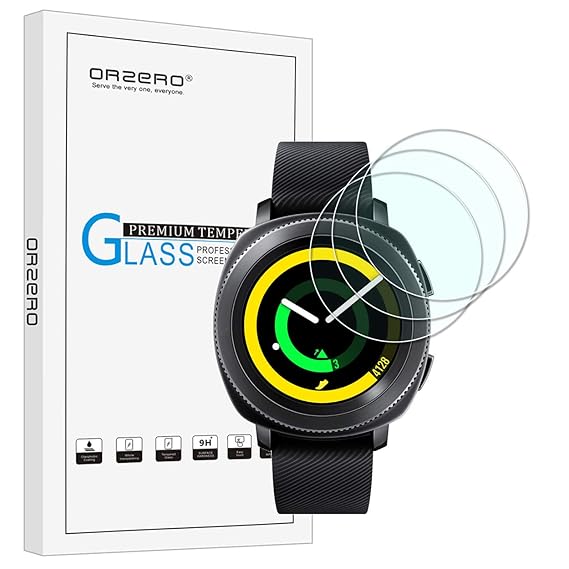 Orzero (3 Pack) for Samsung Gear Sport, Gear S2 Smart Watch (Upgraded Version) Tempered Glass Screen Protector, 2.5D Arc Edges 9 Hardness HD ...