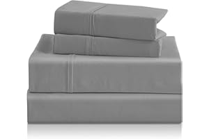 CozySmile Full Sheet Set - 4 Piece Silky Soft Breathable Bed Sheet & Pillowcase Set, 16" Deep Pocket Hotel Luxury Wrinkle Free Easy Care Bedding Sheets, Light Grey