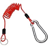 FizLig 4ft Breakaway Trailer Cable 1 Pack - Coiled Spring Wire, Emergency Brake Safety Cable for RV Camper 5th Wheel Trailer Towing Accessories