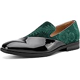 JITAI Men's Velvet Loafers Classic Patent Leather Tuxedo Dress Shoes for Weddings Formal Events Stylish Comfortable Slip-Ons for Men