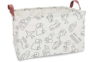 BOOHIT Rectangular Storage Bin,Waterproof Coating Storage Baskets,Collapsible Toy Storage Bins with Handles,Shelf Organizer Bin,Toy Box(Vehicle)