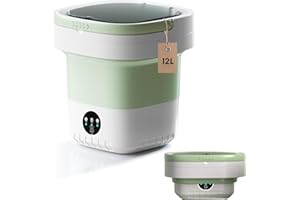 ZZR SEVEN Portable Washing Machine, 7L/12L Upgraded Mini Washing Machine, Suitable for Small Clothes, Foldable Laundry Machine, Ideal for Dorm, Home, Hotel, Camping and Travel (Green, 12L)