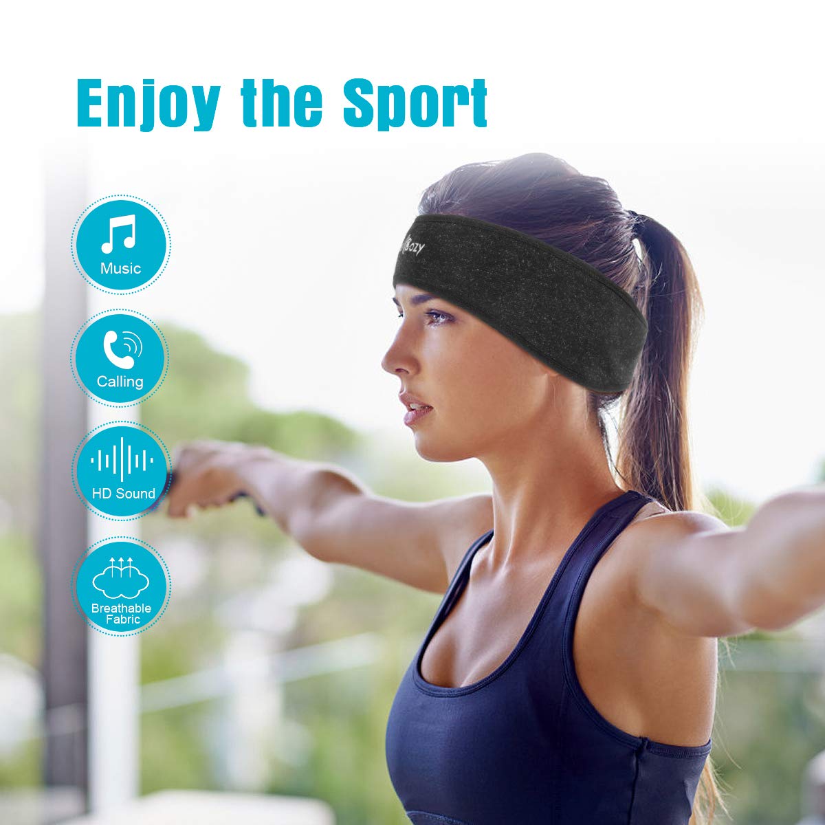 Bluetooth Sleep Headphones Eye Mask, Wu-minglu Sleep Mask Bluetooth Sleeping Headphones Headband Headphones for Sleeping Sleep Headphones Bluetooth Headbands Noise Cancelling,Black