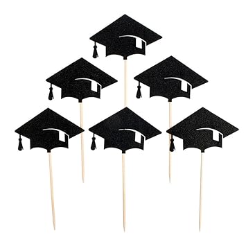 Tinksky 6pcs Graduation Cap Cupcake Toppers Kuchendekoration für Graduation Party Favors