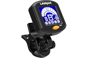 Linrax LT-1 Guitar Tuner, Clip On Tuner for Guitar Bass Ukulele Violin Viola Banjo Mandolin, Chromatic Tuner with 360° LCD Di
